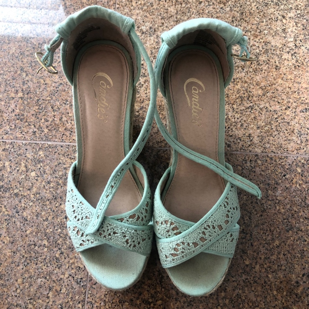 Mint green wedge espadrille sandal Candies